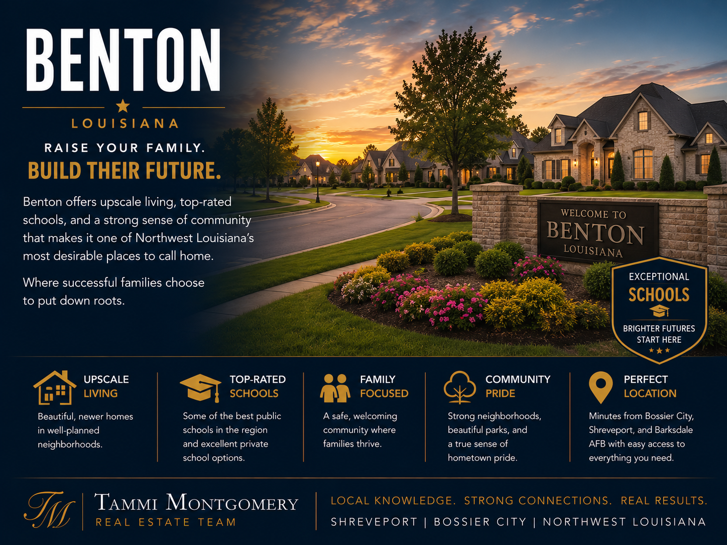 Benton Louisiana real estate top schools family neighborhoods served by Tammi Montgomery