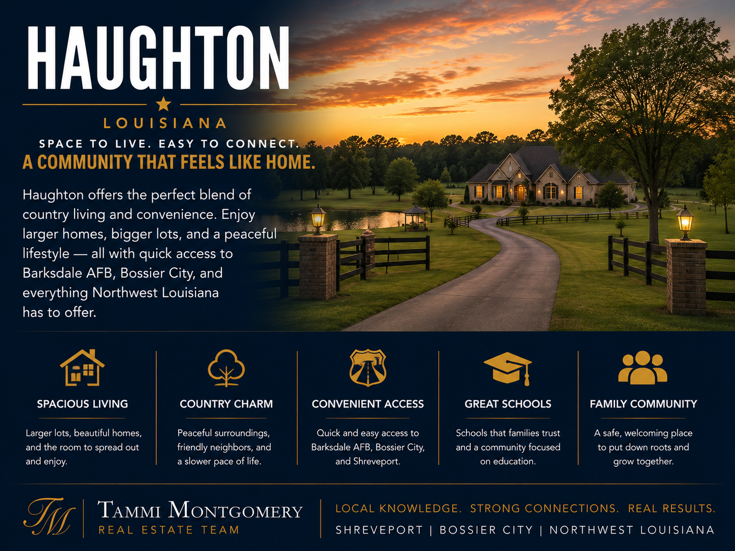 Haughton Louisiana real estate country living neighborhoods served by Tammi Montgomery
