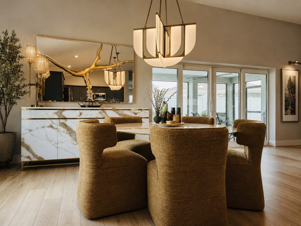 Designer-series 'Dove' floor plan dining and kitchen interior in The Villages, Florida
