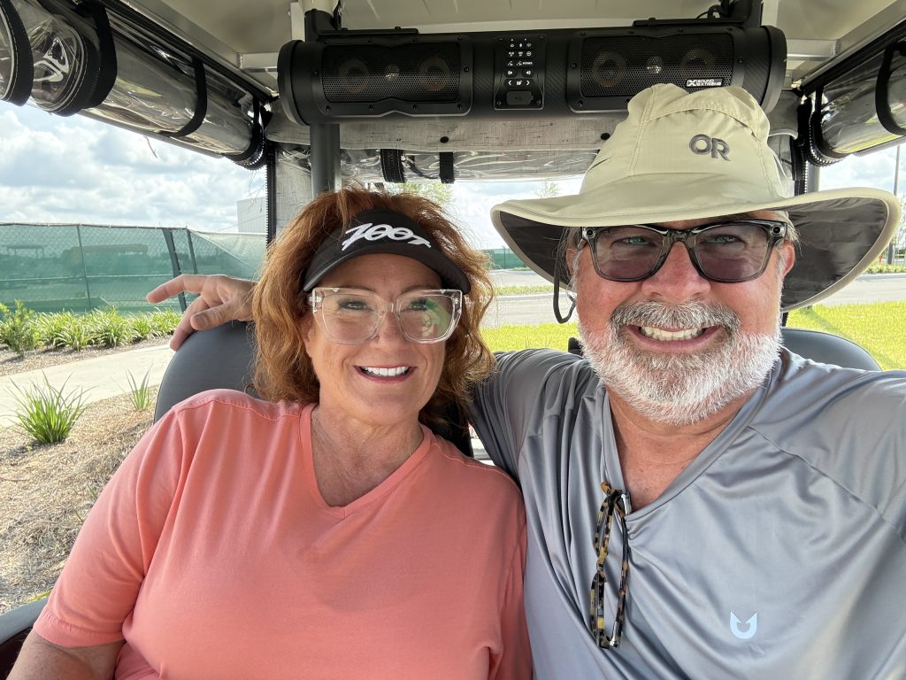 Tammi and Darren Montgomery after playing pickleball in The Villages, Florida