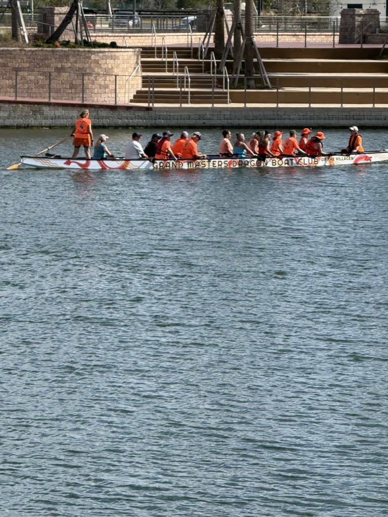 Rowing team practicing on Central Lake in The Villages, Florida
